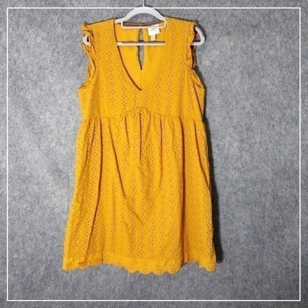 Knox Rose Dress Women‎ S Yellow Eyelet Embroidered Prairie Babydoll Cottagecore